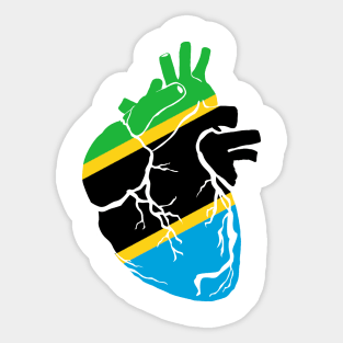 Tanzania Flag, Anatomical Heart Design Sticker